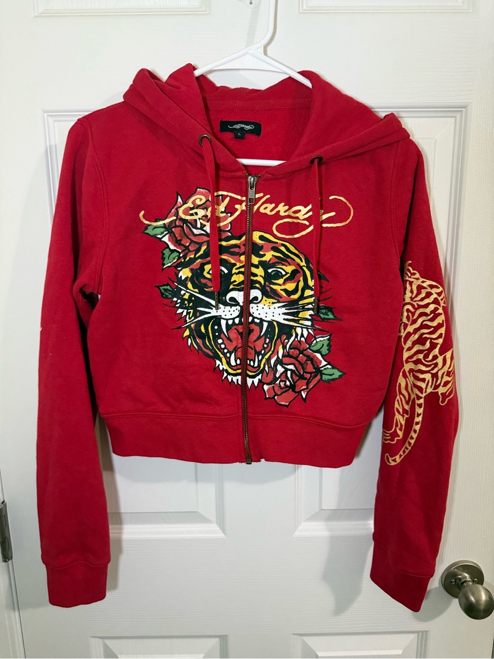 Ed Hardy Red Tiger & Rose Zip-Up Hoodie